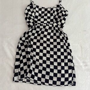 Forever 21 Black and White Spaghetti Strap Mini dress checkered look